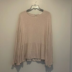 Cotton Bleu beige polkadot ruffled long sleeve Muslim top